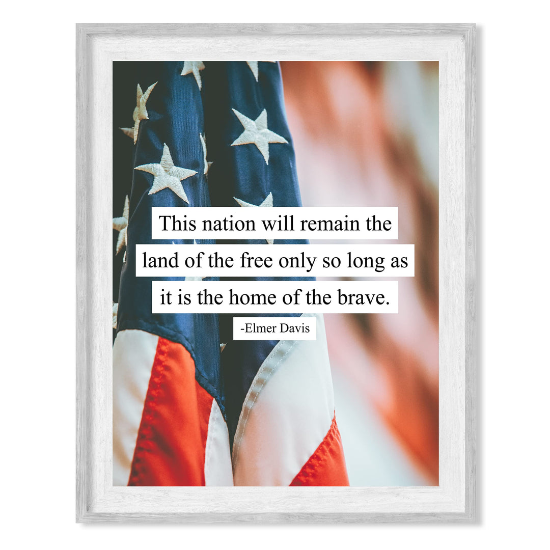This Nation Will Remain the Land of the Free- American Flag Wall Art -8x10" Patriotic USA Pride Print -Ready to Frame. Home-Office-Bar-Cave Decor! Great Gift for Military-Veterans &amp; All Patriots!