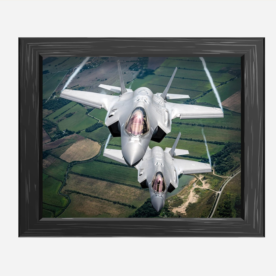 F-35 Lightning II Fighter Jet -10x8" Military Aircraft Wall Print -Ready to Frame. Home-Office-School Decor. Perfect Sign for Game Room-Garage-Cave! Great Gift for Active Duty Military &amp; Veterans!