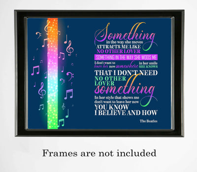 The Beatles Song Lyric Art-"Something-In the Way She Moves" -14 x 11" Music Lyrics Poster Print-Ready to Frame. Vintage Wall Sign for Home-Office-Studio-Cave D?cor. Perfect Gift For All Beatles Fans!