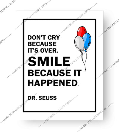 Dr. Seuss Quotes-"Smile Because It Happened" Inspirational Wall Art- 8 x 10" Modern Poster Print-Ready to Frame. Uplifting Home-Playroom-Nursery-School Decor. Perfect Gift for Parents and Teachers!