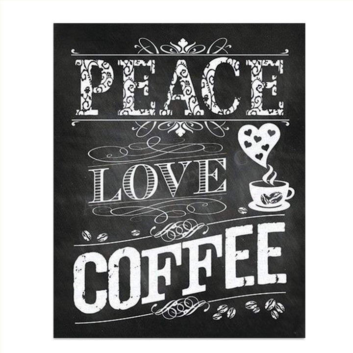 Peace-Love Coffee- Coffee Sign- Chalkboard Replica Print- 8 x 10" Distressed Wall Art- Ready to Frame. Home D?cor-Coffee Decor-Kitchen Wall Decor. Perfect Gift for Coffee Lovers. Coffee Bar &amp; Cafes