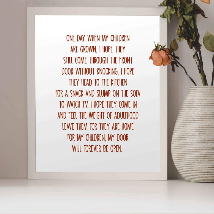 One Day When My Children Are Grown-Inspirational Family Wall Art Sign-8 x 10" Typographic Poster Print-Ready to Frame. Home-Kitchen-Office-Cabin-Lake House Decor. Display Your Unconditional Love!
