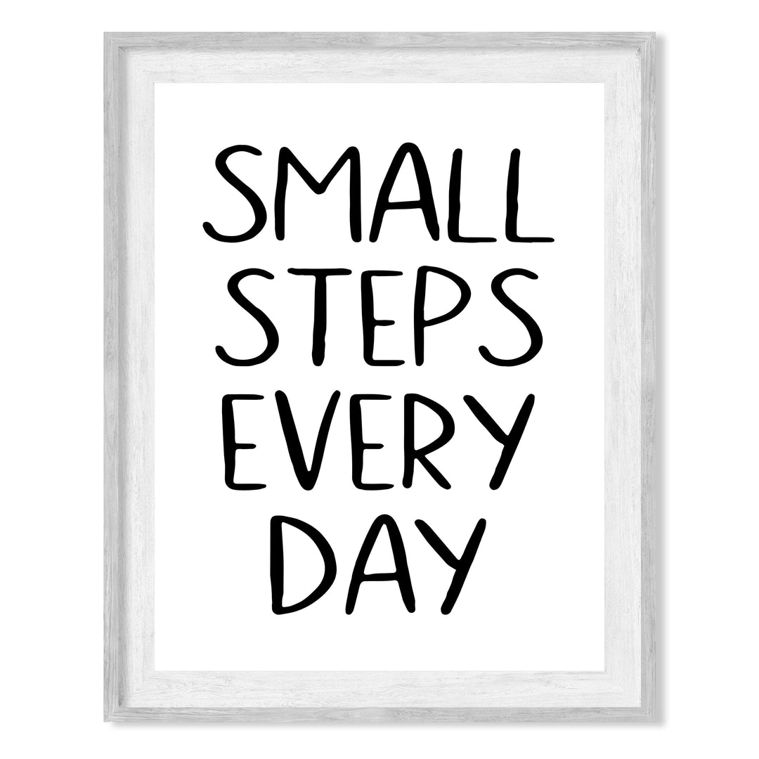 Small Steps Every Day Motivational Quotes Wall Sign -8 x 10" Inspirational Typographic Art Print-Ready to Frame. Positive Decoration for Home-Office-Desk-School-Gym Decor. Great Gift of Motivation!