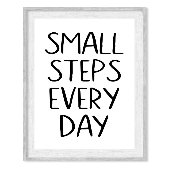Small Steps Every Day Motivational Quotes Wall Sign -8 x 10" Inspirational Typographic Art Print-Ready to Frame. Positive Decoration for Home-Office-Desk-School-Gym Decor. Great Gift of Motivation!