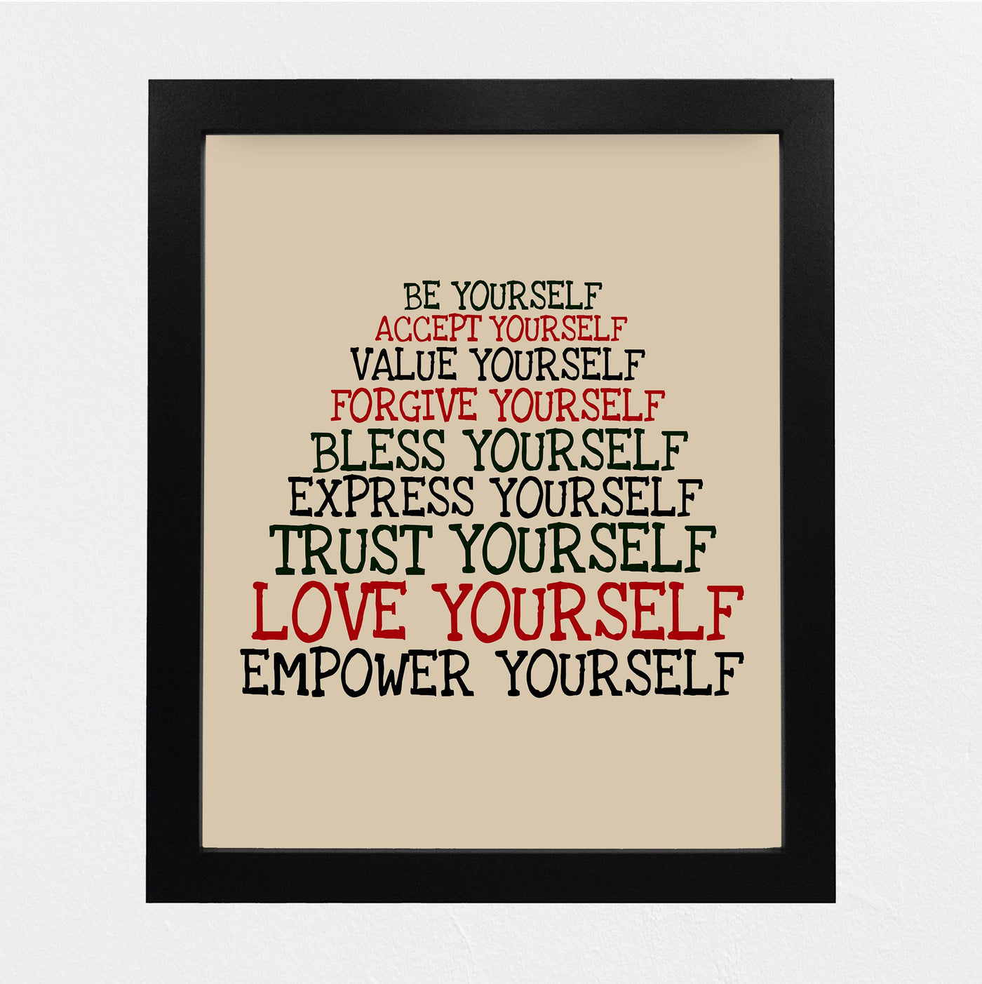 Accept-Forgive-Love Yourself Inspirational Quotes Wall Sign -8 x 10" Modern Typographic Print-Ready to Frame. Motivational Home-Office-School-Dorm Decor. Great Gift to Inspire Self-Confidence!