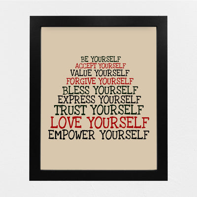 Accept-Forgive-Love Yourself Inspirational Quotes Wall Sign -8 x 10" Modern Typographic Print-Ready to Frame. Motivational Home-Office-School-Dorm Decor. Great Gift to Inspire Self-Confidence!