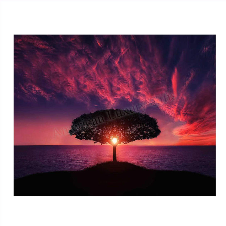Tree of Life Sunset- 8 x 10"- Print Wall Art- Ready to Frame. Home D?cor, Office D?cor &amp; Nursery Decor. Gorgeous Sun Magically Projecting Thru Tree Overlooking Ocean. Great Art Print for Any Room.