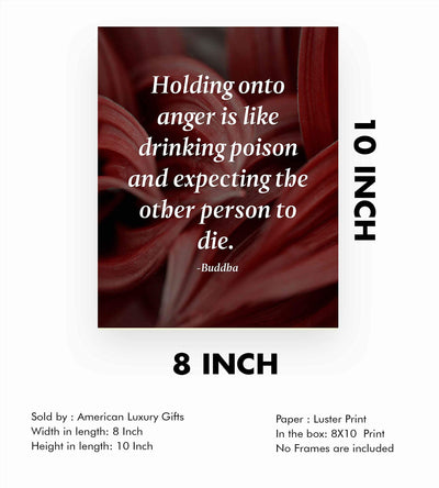 Buddha-"Holding Onto Anger-Like Drinking Poison" Spiritual Quotes Wall Art-8 x 10" Modern Inspirational Poster Print-Ready to Frame. Positive Home-Studio-Office Decor for Mindfulness. Great Zen Gift!