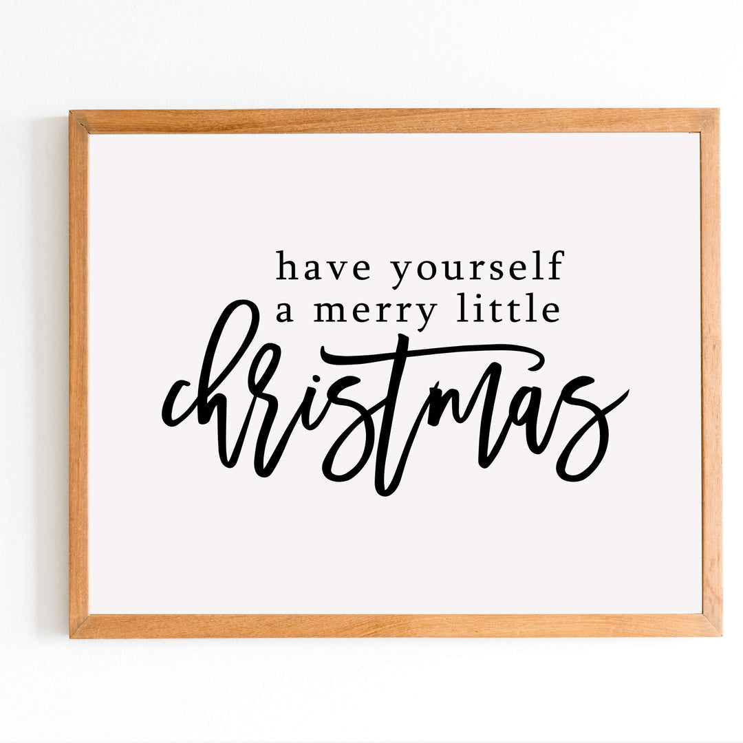 Have Yourself A Merry Little Christmas Rustic Holiday Wall Art Sign -14 x 11" Christmas Song Art Print-Ready to Frame. Typographic Home-Kitchen-Farmhouse-Welcome Decor. Great Gift-Decoration!