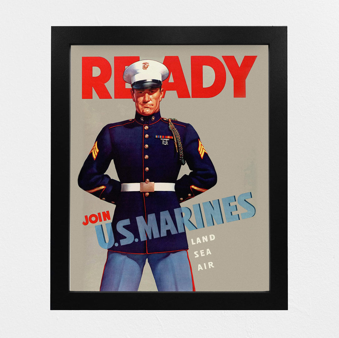 Ready-Join US Marines-Land, Sea, Air- United States Marine Corps Wall Art- 8 x 10" Picture Print-Ready To Frame. Home-Office-Military Decor. Perfect Gift for All Marines. Semper Fi - Oorah!