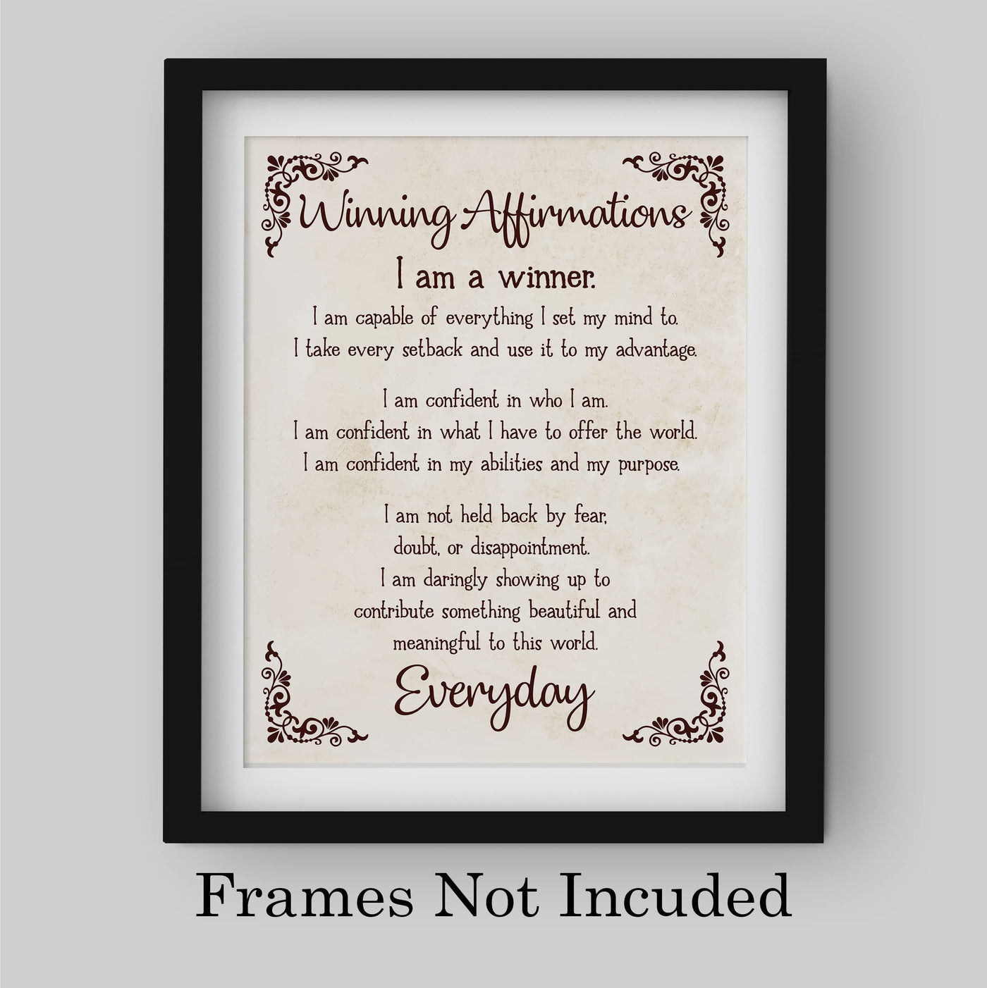 Winning Affirmations-8 x 10" Inspirational Poster Print. Motivational Wall Art-Ready to Frame. Ideal for Home D?cor-Office D?cor. Program Yourself to Win the Day!