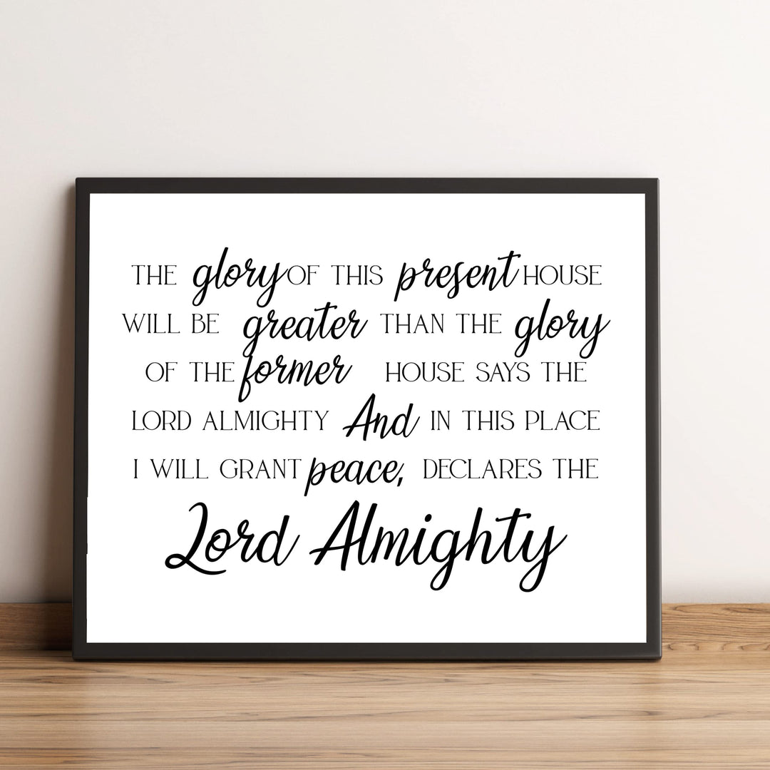 In This Place, I Will Grant Peace Bible Verse Wall Art Decor -10 x 8" Inspirational Christian Scripture Print -Ready to Frame. Religious Decoration for Home-Office-Church Decor. Haggai 2:9.