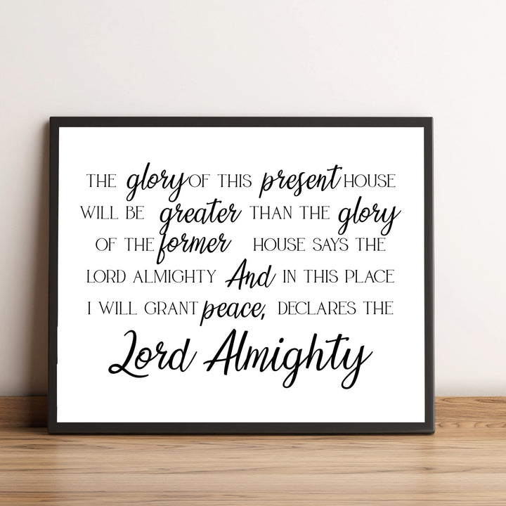 In This Place, I Will Grant Peace Bible Verse Wall Art Decor -10 x 8" Inspirational Christian Scripture Print -Ready to Frame. Religious Decoration for Home-Office-Church Decor. Haggai 2:9.