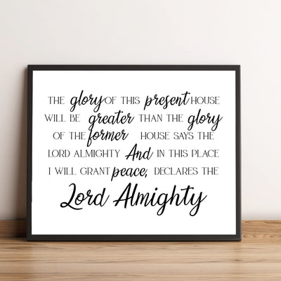 In This Place, I Will Grant Peace Bible Verse Wall Art Decor -10 x 8" Inspirational Christian Scripture Print -Ready to Frame. Religious Decoration for Home-Office-Church Decor. Haggai 2:9.