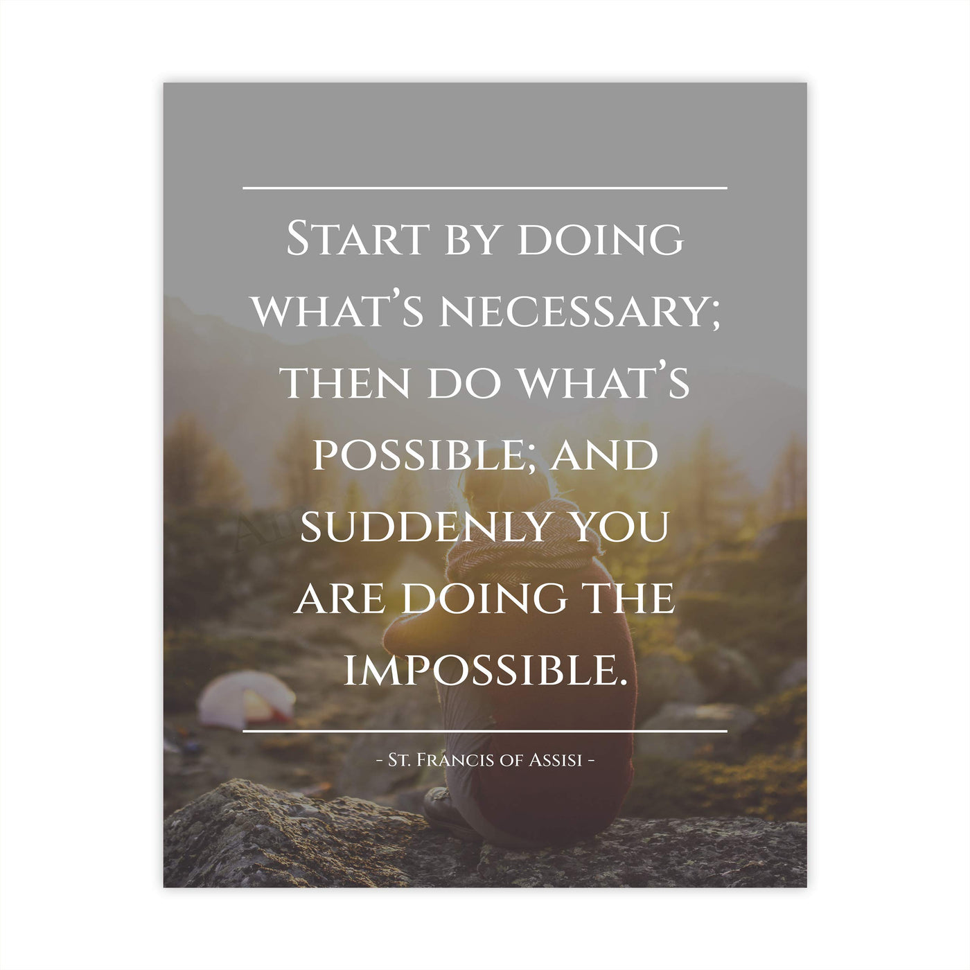 St. Francis of Assisi Quotes-"Start By Doing What's Necessary" Inspirational Wall Art -8x10" Motivational Catholic Print-Ready to Frame. Home-Office-School-Church Decor. Great Religious Gift!