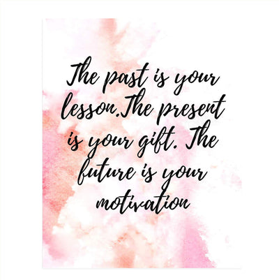 Past-Present-Future Lessons- Positive Quotes Wall Art - 8 x 10" Modern Abstract Design Print-Ready to Frame. Inspirational Home-School-Studio-Office D?cor. Great Reminder To Create Future You Want.