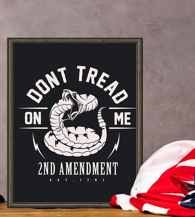 Don't Tread On Me-2nd Amendment est. 1791-8 x 10" Patriotic Wall Decor-Ready To Frame. Pro-Constitutional Poster Print. Modern Typographic Decor for Home-Office-Garage-Military-Gun Shop. Great Gift!
