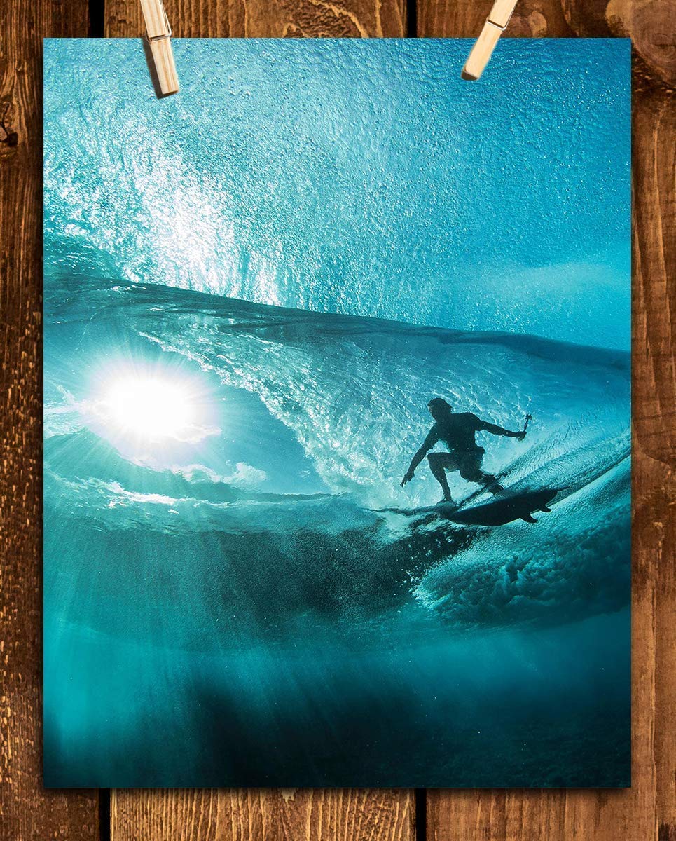Surfer Ripping Point Break- 8 x 10 Print Wall Art - Ready to Frame. Modern Home D?cor, Office D?cor &amp; Wall Print for Beach, Ocean and Surfing Themes. Makes a Perfect Gift!