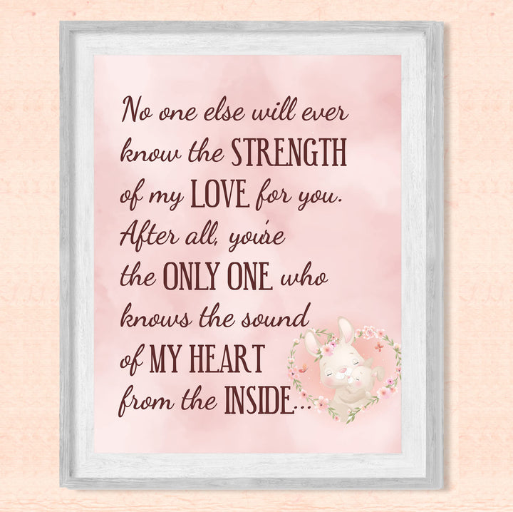 "The Strength of My Love" Inspirational Family Wall Art -11 x 14" Mother &amp; Child Bunny Poster Print -Ready to Frame. Home-Children&