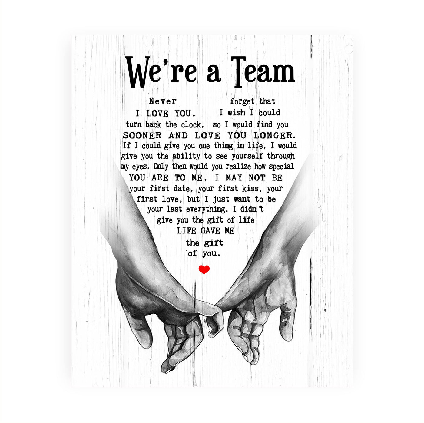 "We're A Team" Wedding Quotes Wall Art Decor -8 x 10" Inspirational Love & Marriage Print -Ready to Frame. Romantic Wedding Table & Anniversary Gift for Husband, Wife, Newlyweds & Couples!