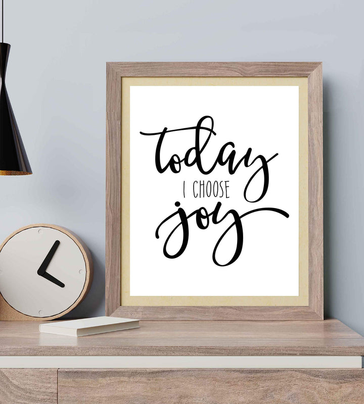 Today I Choose Joy Inspirational Wall Art Sign-8 x 10" Modern Typographic Poster Print-Ready to Frame. Perfect Home-Office-Desk-School Decor. Great Motivational Gift &amp; Reminder to Stay Positive!