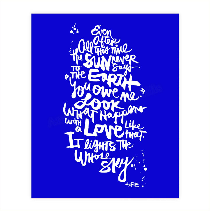 Love Like This-Lights Up the Sky by Hafiz. 8 x 10"Poetic Wall Art Sign. Modern Art Typographic Print-Ready to Frame. Home-Office-School-Dorm Decor. Great Poetic Art Gift!