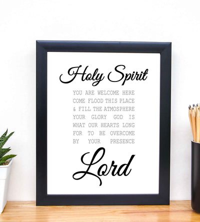 Holy Spirit-You Are Welcome Here-Bible Verse Wall Art -8 x 10" Christian Scripture Print-Ready to Frame. Inspirational Home-Office-Farmhouse-Entryway Decor. Great Display of Faith in the Lord!