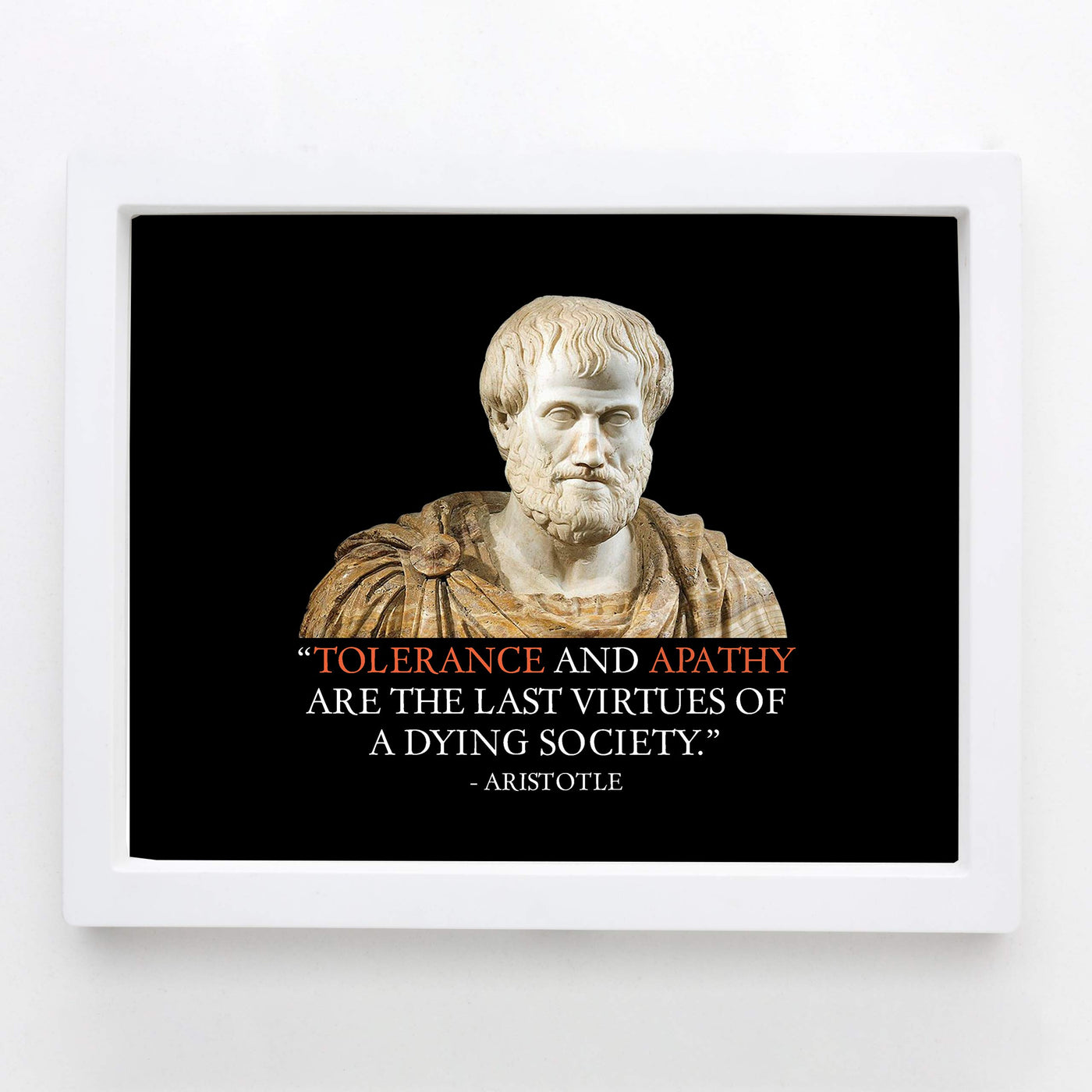 Aristotle-"Tolerance and Apathy Are the Last Virtues" Historical Quotes Wall Art -10 x 8" Political Poster Print-Ready to Frame. Perfect Home-Office-Classroom-Dorm Decor. Great Gift for Inspiration!