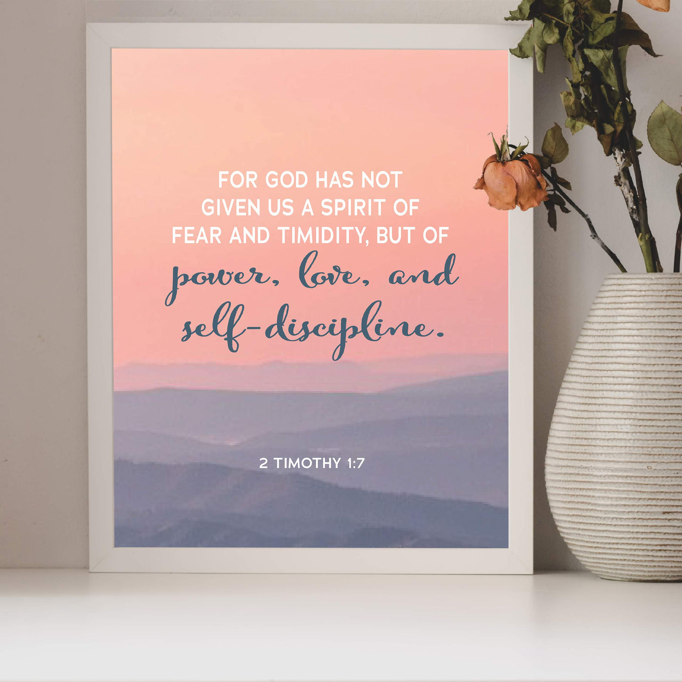 ?God Has Given Us a Spirit of Power-Love?- 2 Timothy 1:7- Bible Verse Wall Art- 8 x 10" Modern Typographic Design. Scripture Wall Print-Ready to Frame. Home-Office-Church D?cor. Great Christian Gift!