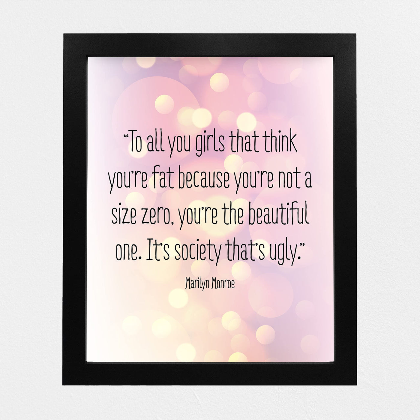 Marilyn Monroe Quotes-"You're the Beautiful One"-Inspirational Quotes Wall Art-8 x 10" Retro Print w/Blurred Lights Design-Ready to Frame. Perfect Home-Office-Studio-Salon Decor. Inspire Confidence!