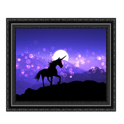 Magical Unicorn Under the Moon- 10 x 8" Wall Art Print- Ready to Frame. Home-Girls Bedroom-Nursery-Play Room Decor. Wall Prints for Animal Themes & Children's Wall Decor. Cute, Girly Decoration!