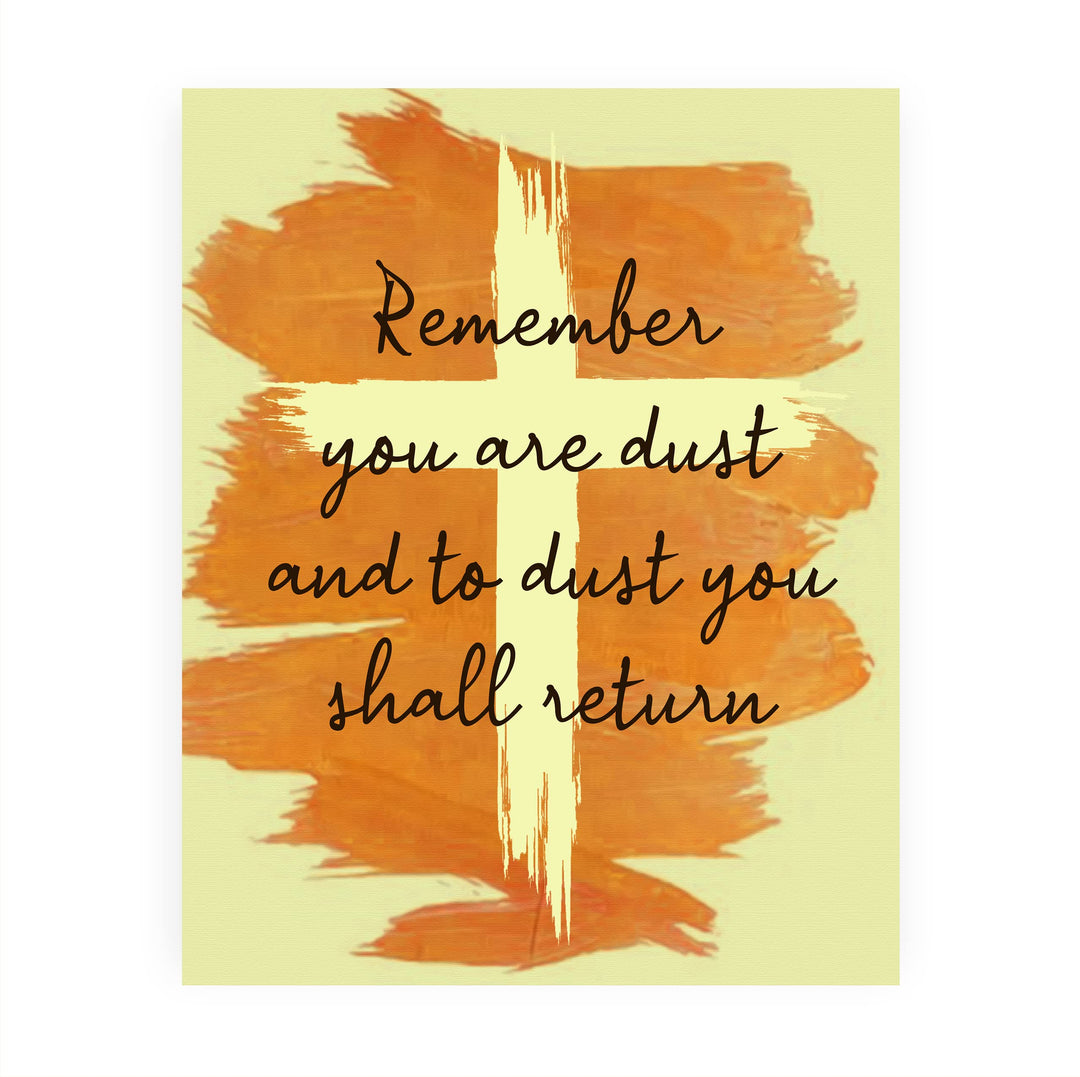 "You Are Dust &amp; To Dust You Shall Return"- Bible Verse Cross Wall Art -8 x 10" Christian Scripture Print -Ready to Frame. Home-Office-Church Decor. Genesis 3:19. Great Religious Gift of Faith!