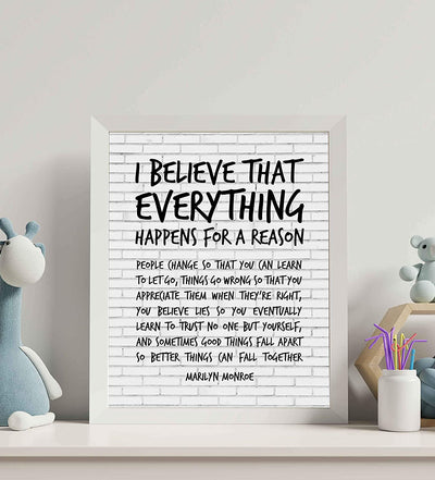 Marilyn Monroe-"I Believe That Everything Happens For A Reason"-Inspirational Quotes Wall Art-8 x 10"