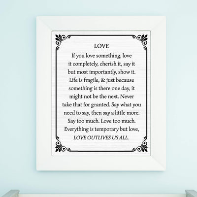 Love Outlives Us All-Inspirational Wall Art -11 x 14" Love & Marriage Poster Print -Ready to Frame. Typographic Farmhouse Design. Perfect for Home-Office-Studio Decor. Great Gift of Inspiration!