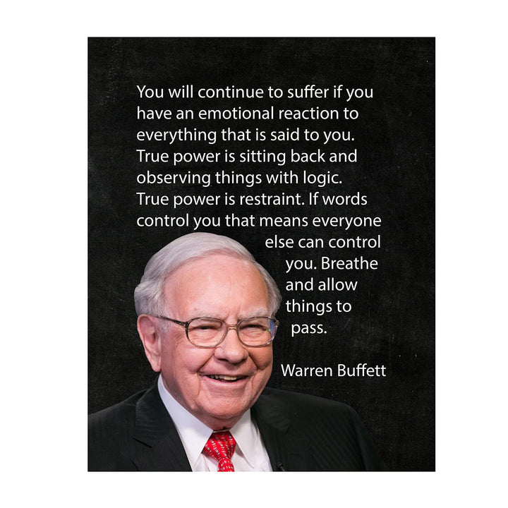 Warren Buffett Quotes-"True Power Is Observing Things With Logic"- 8 x 10" Motivational Wall Art Print-Ready to Frame. Vintage Home-Office-Classroom D?cor. Perfect Gift to inspire Self-Improvement.