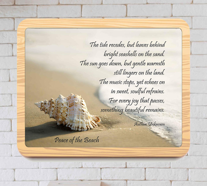 Peace of the Beach-Inspirational Quotes Wall Art-10 x 8"-Beach Poster Print w/Seashell &amp; Ocean Photo-Ready to Frame. Spiritual Wall Sign Ideal for Home-Office-Studio-Beach House Decor. Great Gift!