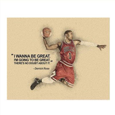 Derrick Rose Quotes-"I Wanna Be Great-No Doubt"- 10 x 8"-Motivational Basketball Poster Print-Ready to Frame. Inspirational Wall Art. Home Decor-Office D?cor. Perfect for Locker Room-Gym-Bedroom.