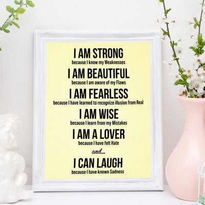 I Am Strong Because I Know My Weaknesses Motivational Quotes Wall Sign -11 x 14" Modern Inspirational Art Print -Ready to Frame. Great for Home-Office-Classroom Decor. Perfect Life Lessons for All!