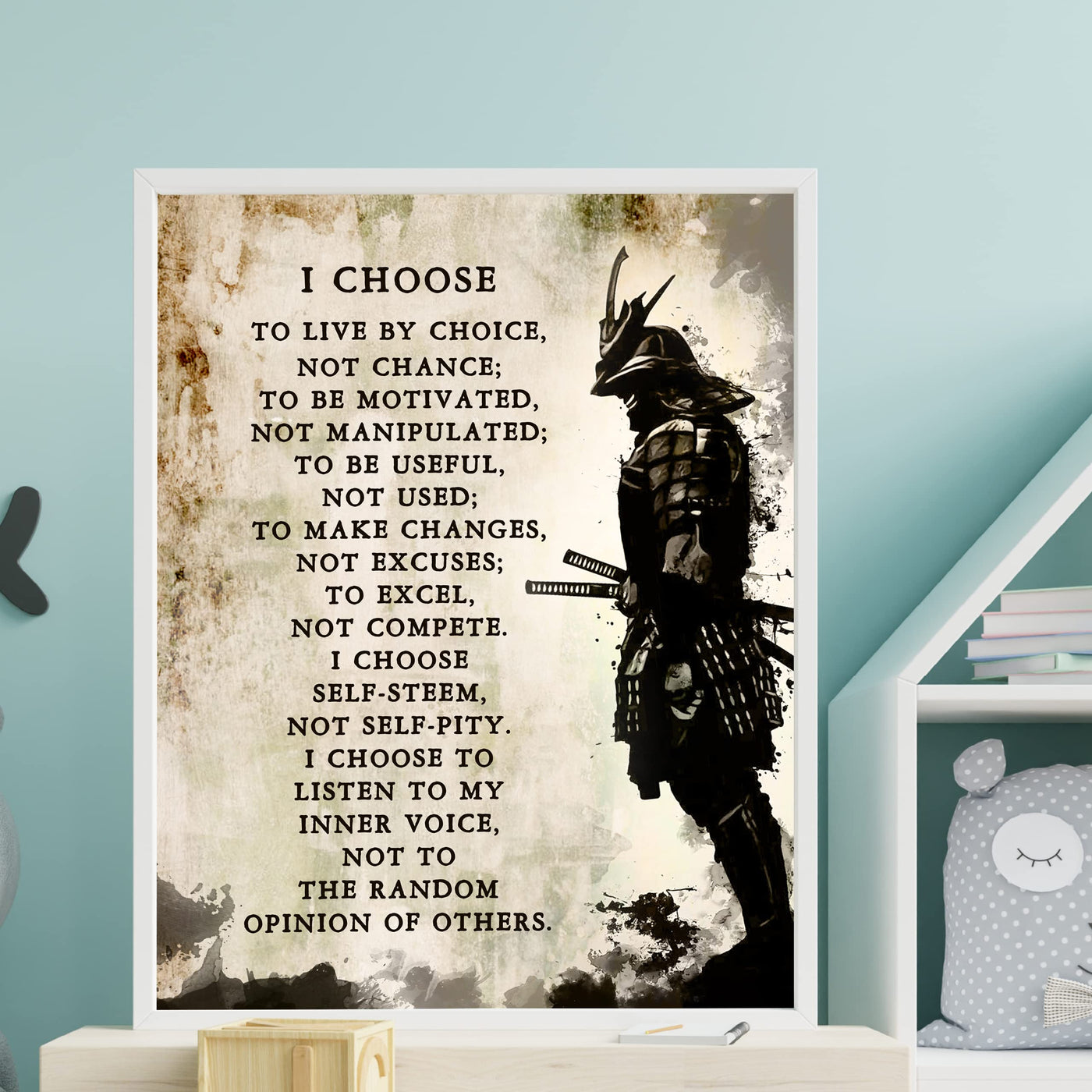 I Choose - Warrior Creed Motivational Quote Wall Art -11 x 14" Rustic Spiritual Fighter Print -Ready to Frame. Inspirational Home-Dojo-Gym-Office-Classroom Decor. Life Quotes for All Warriors!