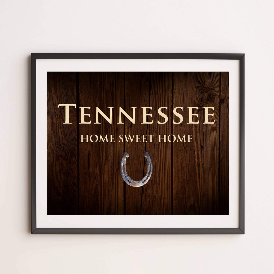 Tennessee-Home Sweet Home State Wall Decor -10 x 8" Country Rustic Family Art Print-Ready to Frame. Home-Office-Welcome-Farmhouse Decor. Perfect Southern Housewarming Gift! Printed on Photo Paper.
