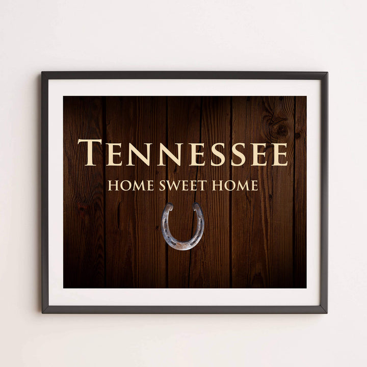 Tennessee-Home Sweet Home State Wall Decor -10 x 8" Country Rustic Family Art Print-Ready to Frame. Home-Office-Welcome-Farmhouse Decor. Perfect Southern Housewarming Gift! Printed on Photo Paper.