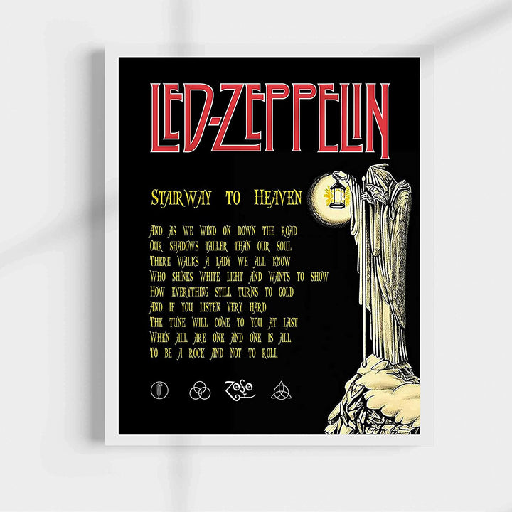 Led Zeppelin Band-"Stairway To Heaven" Song Lyrics Wall Art- 11 x 14"