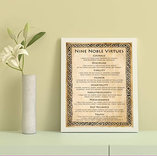 "9 Noble Virtues &amp; Affirmations-Courage-Discipline-Honor"-Wall Art-8 x 10"