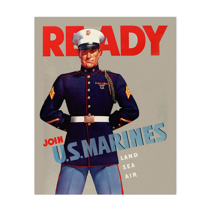 Ready-Join US Marines-Land, Sea, Air- United States Marine Corps Wall Art- 8 x 10" Picture Print-Ready To Frame. Home-Office-Military Decor. Perfect Gift for All Marines. Semper Fi - Oorah!