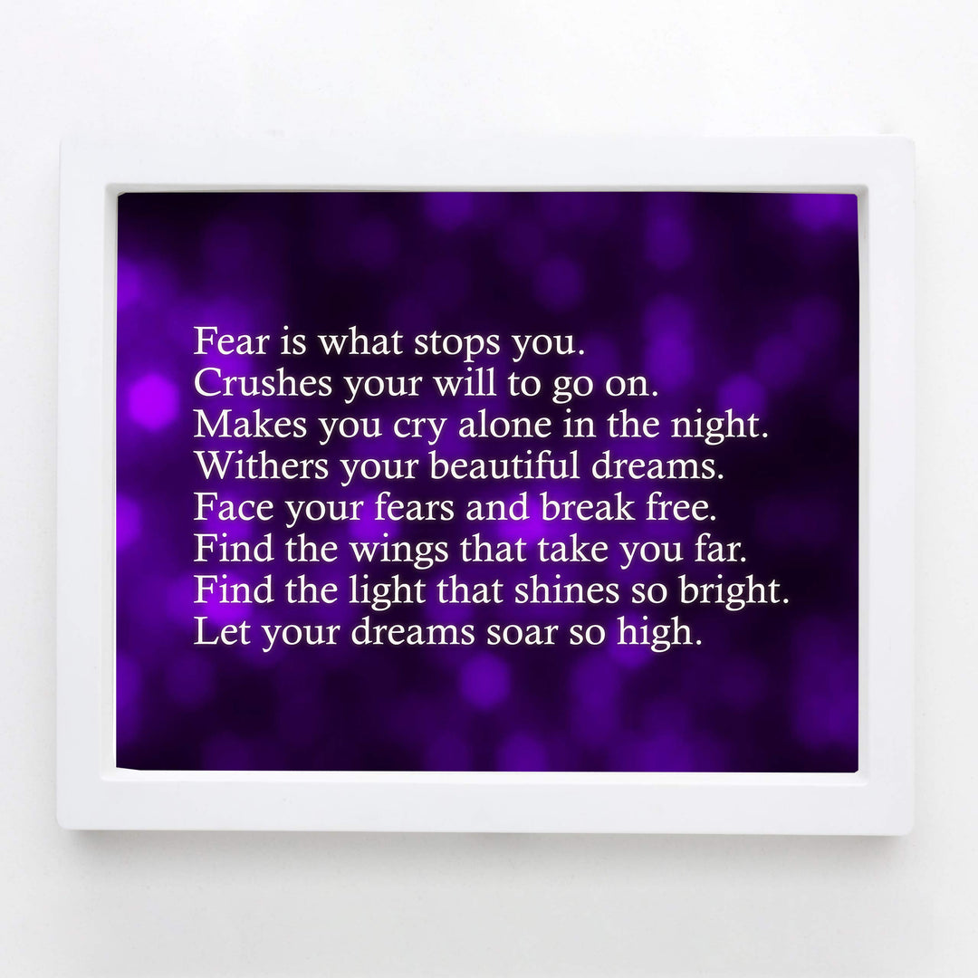 Face Your Fears &amp; Break Free Motivational Quotes Wall Art -10 x 8" Inspirational Poster Print-Ready to Frame. Modern Home-Office-School-Dorm Decor. Perfect Sign for Motivation! Great Advice!