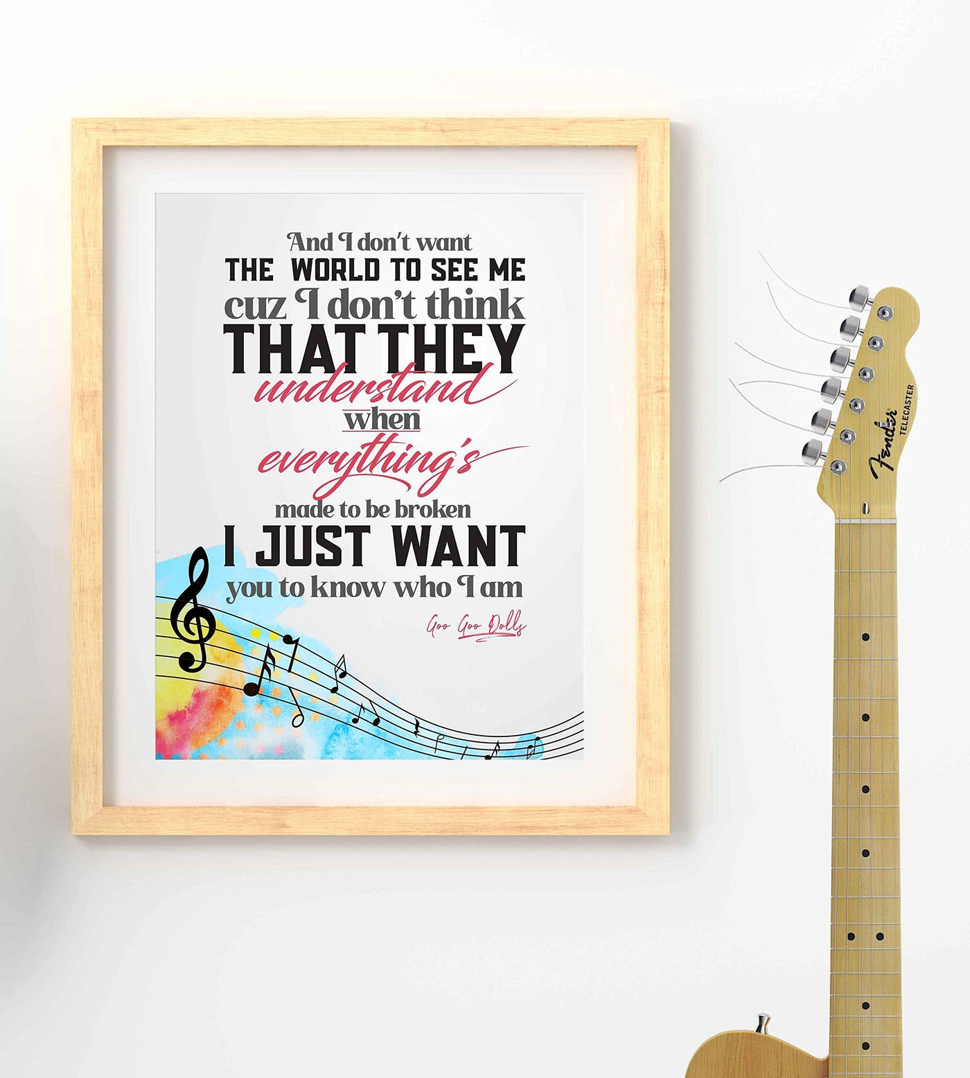 Goo Goo Dolls-"I Don't Want the World to See Me"-Iris Song Lyric Poster Print-8 x 10" Music Lyrics Wall Art-Ready to Frame. Perfect Home-Office-Studio-Bar-Cave Decor. Great Gift for Pop Rock Fans!