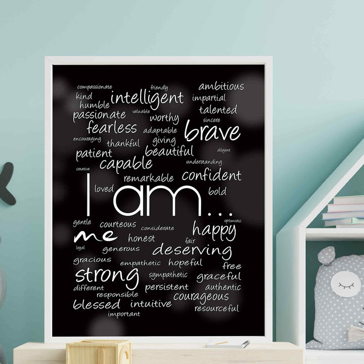 I Am Me- Inspirational Wall Art Sign -11 x 14" Modern Typographic Word Art Print-Ready to Frame. Ideal for Home-Office-Studio-School Decor. Perfect Gift to Inspire Self-Esteem. Great for Teens!