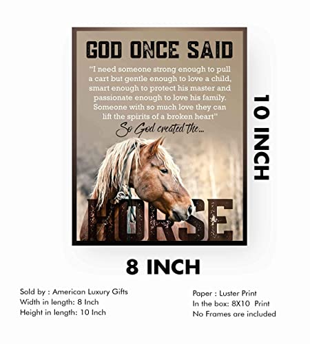 "So God Created the Horse" Inspirational Wall Art Sign-8 x 10"