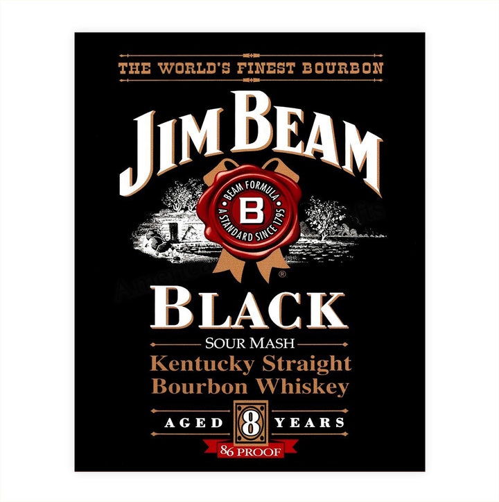 Jim Beam"Black" Bourbon Label-Wall Art Sign-8 x 10"-Genuine Replica Print-Ready to Frame. Home-Office D?cor. Must Have For Kentucky Bourbon Whiskey Fans. Great Addition To Man Cave-Dorm-Bar-Garage.