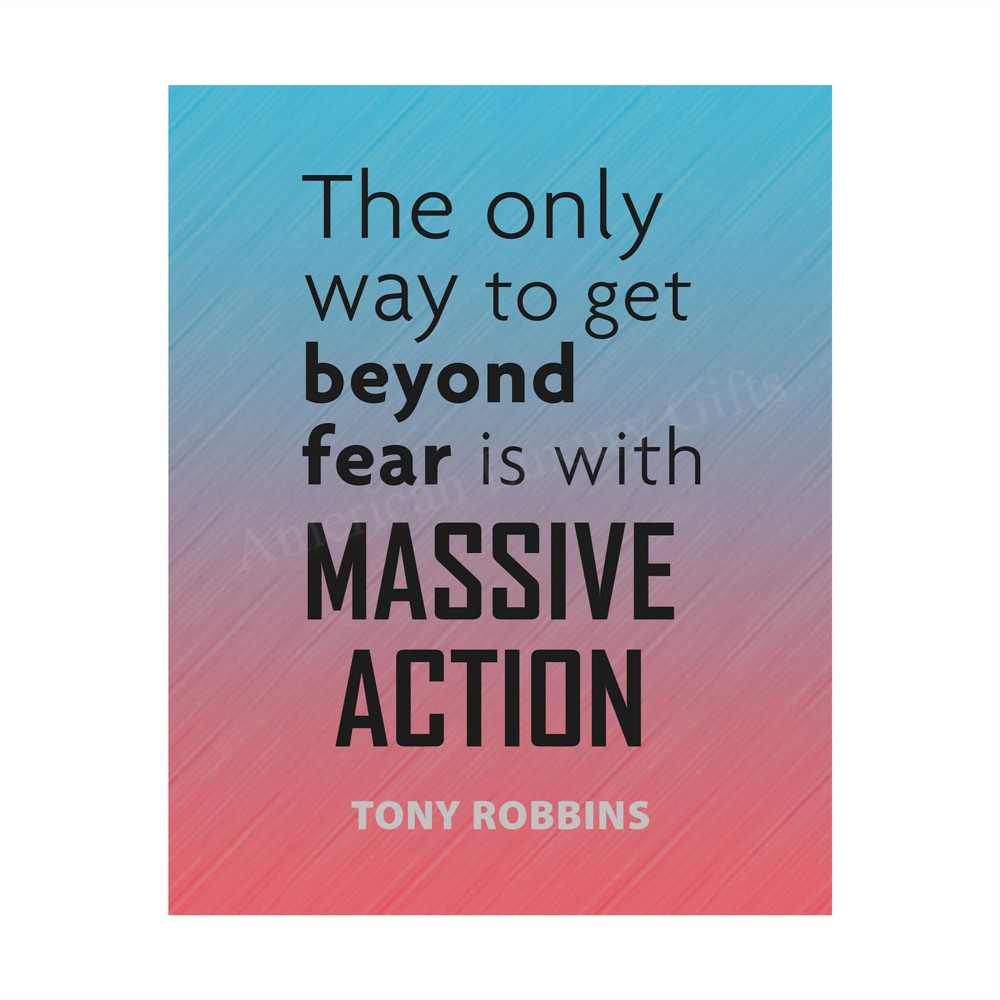 Tony Robbins Quotes Wall Art-"Only Way To Get Beyond Fear-Massive Action" Motivational Wall Sign -8 x 10" Inspirational Print-Ready to Frame. Home-Office-School-Gym Decor. Great Reminder for Success!